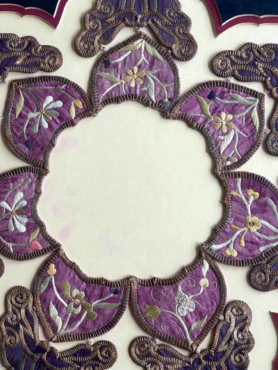 Framed Chinese Embroidered Silk Collar Qing Dynasty