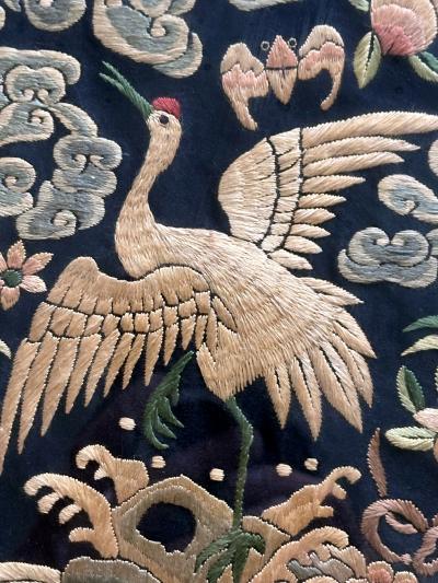 Framed Chinese Qing Dynasty Embroidered First Rank Badge