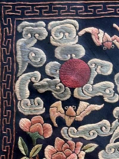 Framed Chinese Qing Dynasty Embroidered First Rank Badge