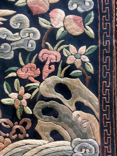 Framed Chinese Qing Dynasty Embroidered First Rank Badge