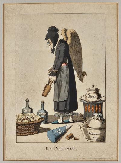 Framed Early 19th Century German Political Cartoon The Free Press 