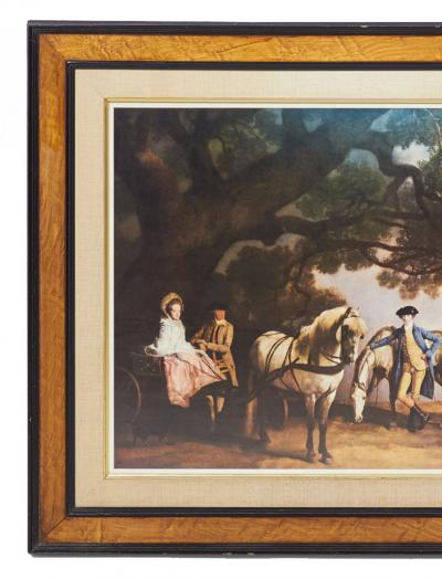 Framed English Victorian Painting of a Horse Ride Through the Countryside