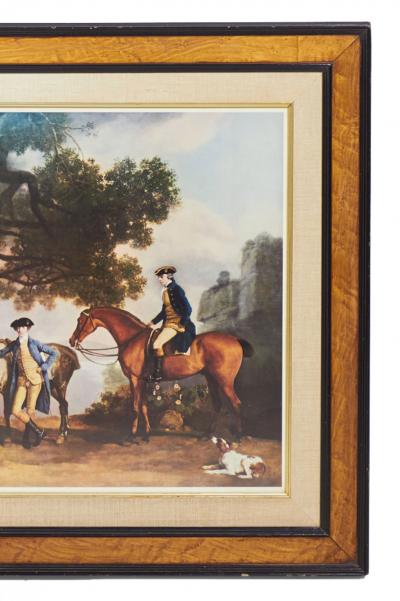 Framed English Victorian Painting of a Horse Ride Through the Countryside