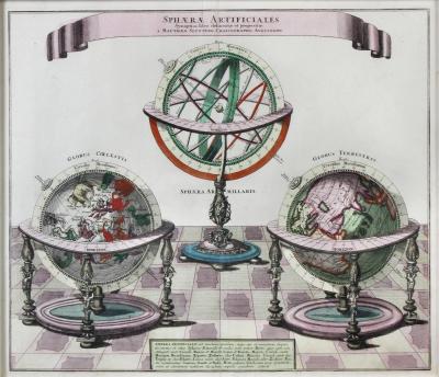 Framed Engraving By Matthaus Seutter Of Sphaerae Artificiales