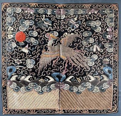 Framed Fine Embroidered Fifth Rank Badge Chinese Qing Dynasty