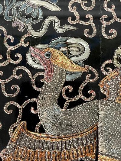 Framed Fine Embroidered Fifth Rank Badge Chinese Qing Dynasty