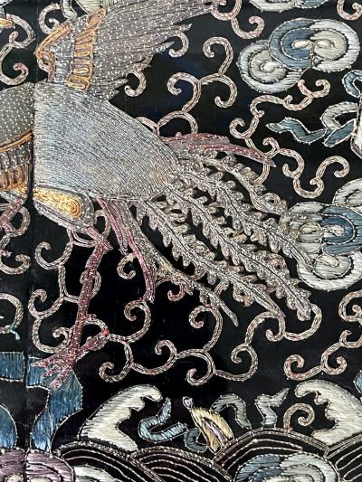 Framed Fine Embroidered Fifth Rank Badge Chinese Qing Dynasty