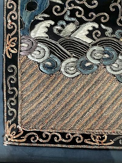 Framed Fine Embroidered Fifth Rank Badge Chinese Qing Dynasty