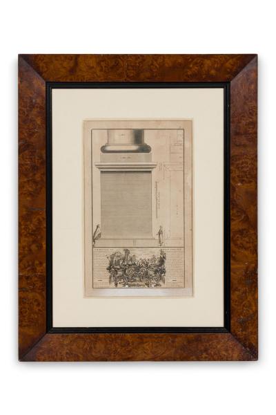 Framed Italian Neo Classic Engravings of A Pedestal on Tuscan Base