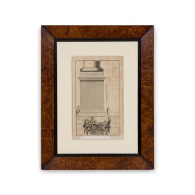 Framed Italian Neo Classic Engravings of A Pedestal on Tuscan Base