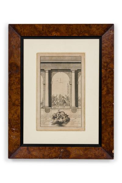 Framed Italian Neo Classic Engravings of Pedestals on an Archway