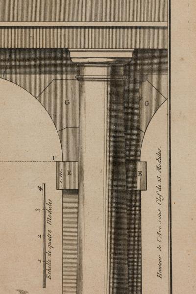 Framed Italian Neo Classic Engravings of Pedestals on an Archway