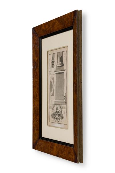 Framed Italian Neo Classic Engravings of an Ionic Base Pedestal Diagram