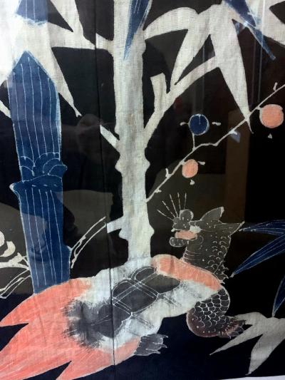 Framed Japanese Ceremonial Kimono Yuzen Dye