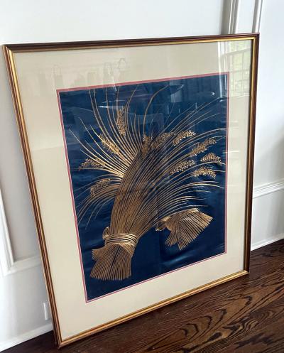 Framed Japanese Embroidery Silk Panel Meiji Period