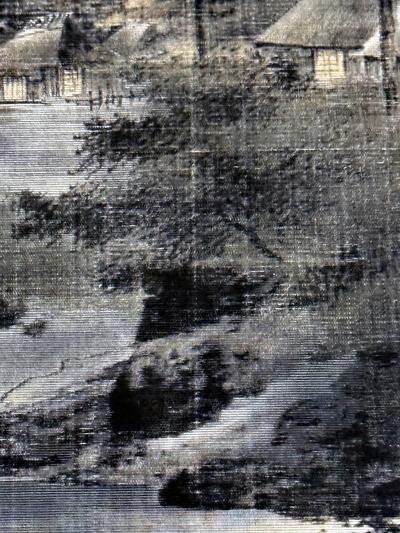 Framed Japanese Velvet Yuzen Birodo Tapestry Panel Meiji Period