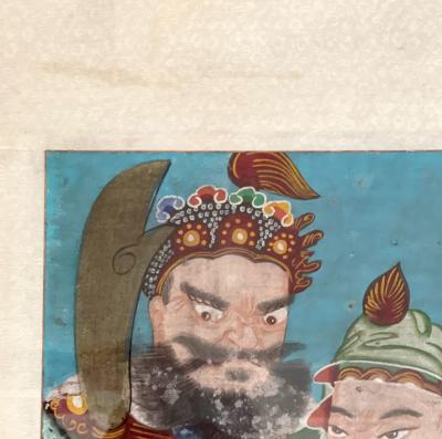 Framed Korean Folk Painting of General Guan Gong