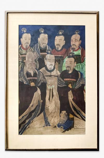 Framed Korean Folk Shamanistic Painting of Seven Stars
