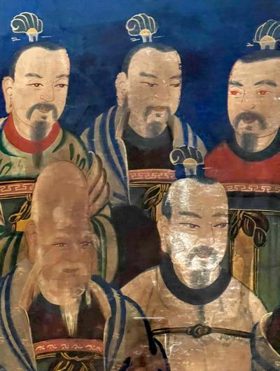 Framed Korean Folk Shamanistic Painting of Seven Stars