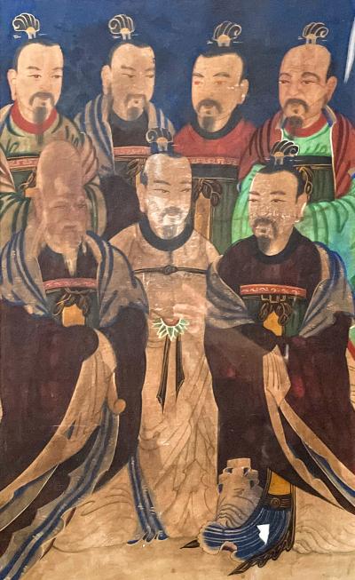 Framed Korean Folk Shamanistic Painting of Seven Stars