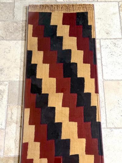 Framed Large Nazca Wari Textile Panel with Geometrical Design