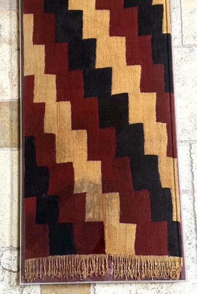 Framed Large Nazca Wari Textile Panel with Geometrical Design