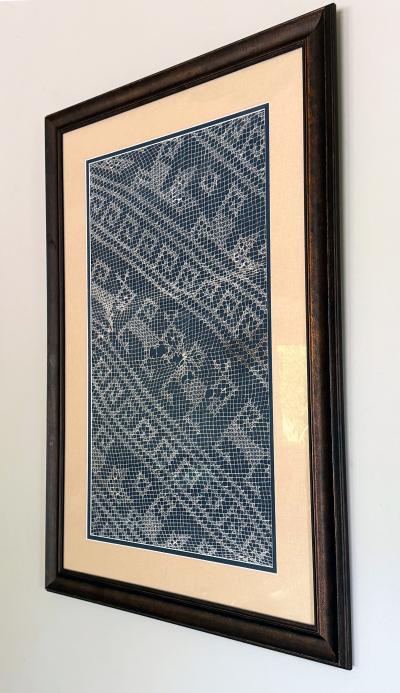 Framed Large Pre Columbian Gauze Textile Panel Chancay Culture