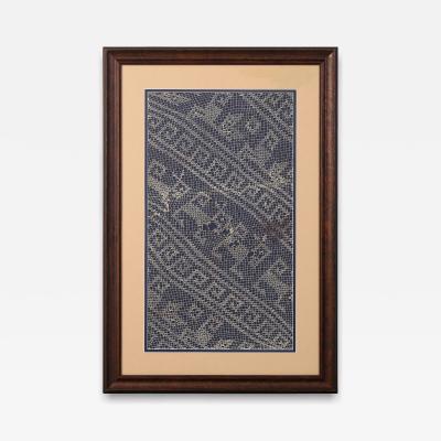 Framed Large Pre Columbian Gauze Textile Panel Chancay Culture