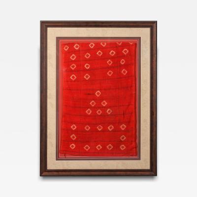 Framed Large Pre Columbian Textile with Tie Dye Design Wari Culture