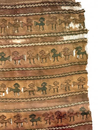 Framed Large Pre Columbian Woven Textile Fragment from Chimu Chancay Culture