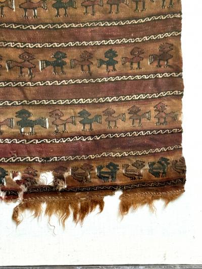 Framed Large Pre Columbian Woven Textile Fragment from Chimu Chancay Culture