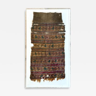 Framed Large Pre Columbian Woven Textile Fragment from Chimu Chancay Culture