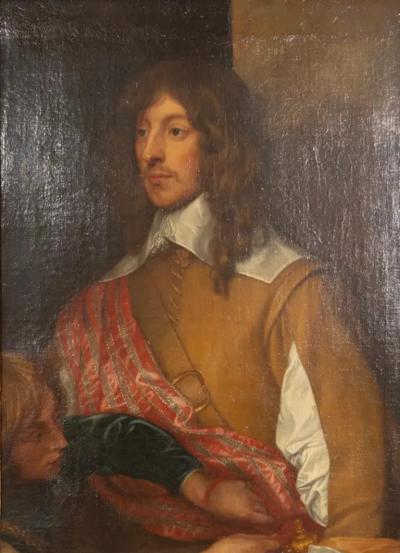 Framed Oil On Canvas Of A British Lord After Van Dyck