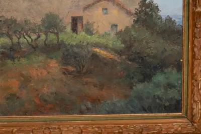 Framed Oil On Canvas Of Chateau de Savinac By Yvonne Laborde Germani
