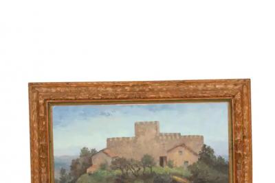 Framed Oil On Canvas Of Chateau de Savinac By Yvonne Laborde Germani