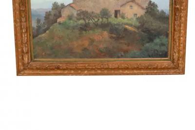 Framed Oil On Canvas Of Chateau de Savinac By Yvonne Laborde Germani