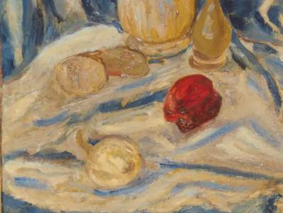 Framed Oil On Canvas Still Life With Wine Bottle