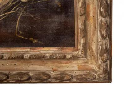 Framed Oil on Canvas Eggs in a Straw Hat 