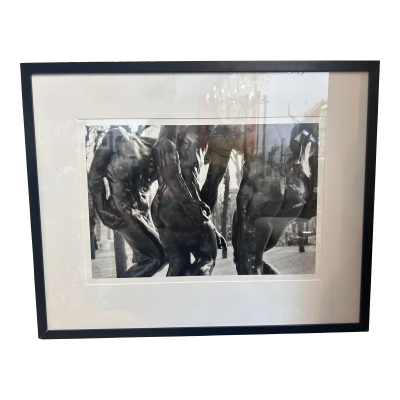 Framed Photograph of Auguste Rodin Nude Male Sculpture