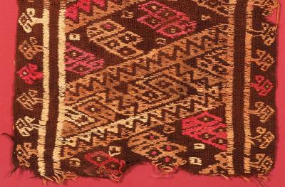 Framed Pre Columbian Woven Textile Fragment from Chimu Chancay Culture