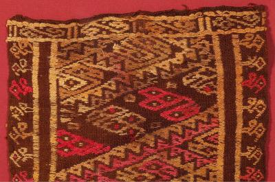Framed Pre Columbian Woven Textile Fragment from Chimu Chancay Culture