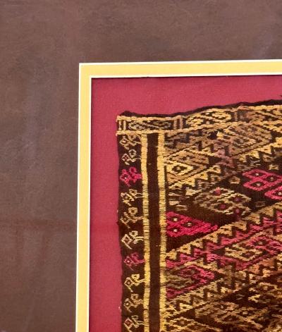 Framed Pre Columbian Woven Textile Fragment from Chimu Chancay Culture