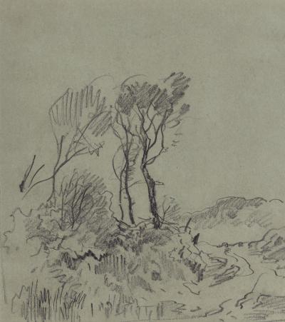 Framed Print of Traditional Landscape Sketch