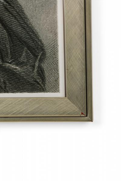 Framed Print of an Engraved Portrait Depicting a Seated Lady with an Urn