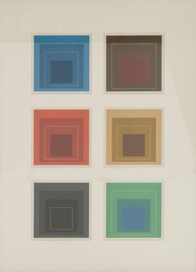 Framed Six Lithographs White Lines Squares after Josef Albers