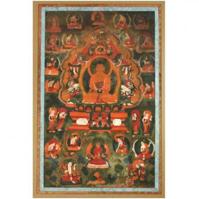 Framed Tibetan Thankga of Amitabha