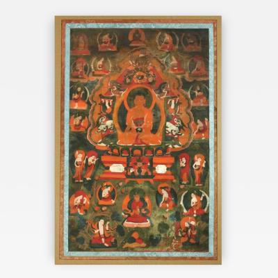 Framed Tibetan Thankga of Amitabha