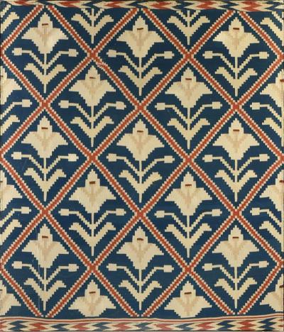 Framed Vintage Scandinavian Flat Weave Coverlet Textile Art