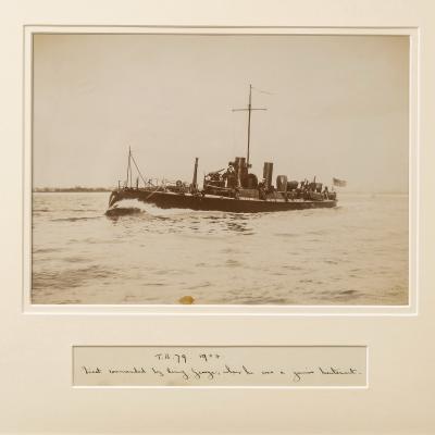 Framed albumen photograph of the Royal Navy Torpedo boat No 79