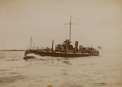 Framed albumen photograph of the Royal Navy Torpedo boat No 79